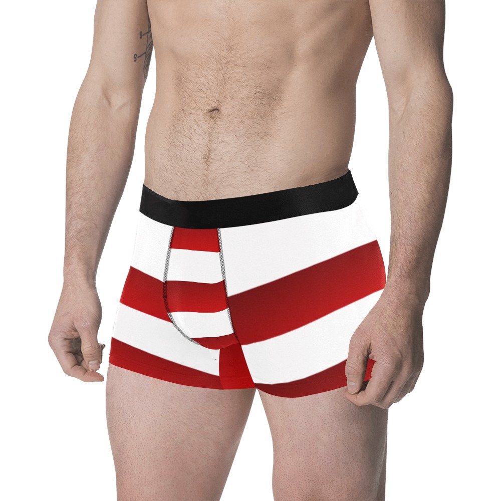 Red White Stripes Men's All Over Print Boxer Briefs (Model L34)