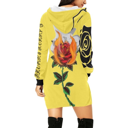 Aromatherapy Apparel Yellow Hoodie Dress All Over Print Hoodie Mini Dress (Model H27)