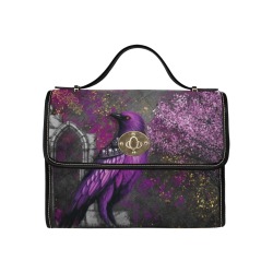 Midnight Crow Ladies Satchel Handbag Waterproof Canvas Bag-Black (All Over Print) (Model 1641)