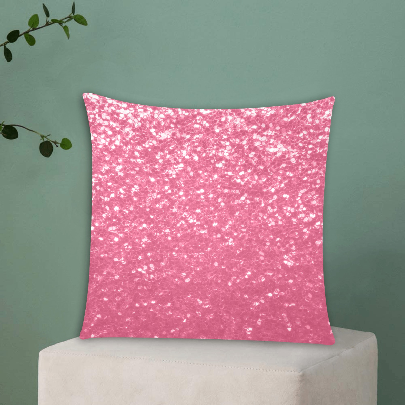 Magenta light pink red faux sparkles glitter Custom Zippered Pillow Cases 16"x16" (Two Sides)