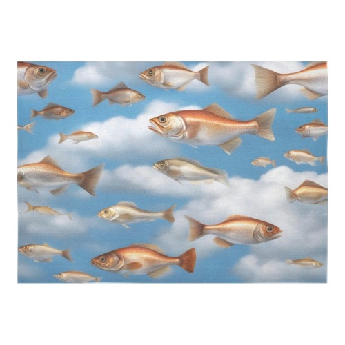 Raining fish Cotton Linen Tablecloth 60"x 84"