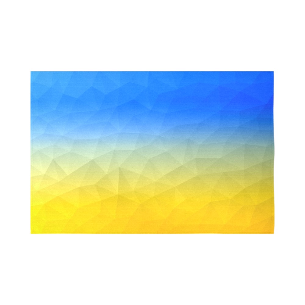 Ukraine yellow blue geometric mesh pattern Cotton Linen Wall Tapestry 90"x 60"