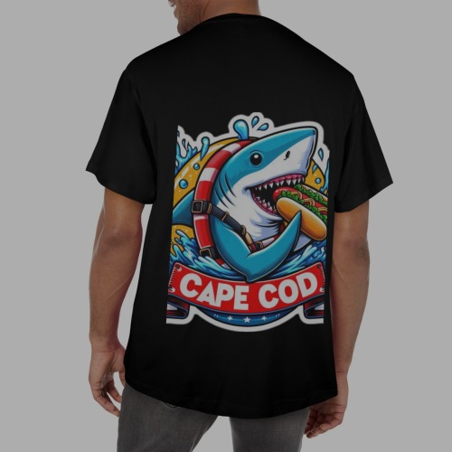 CAPE COD-GREAT WHITE EATING HOT DOG Men's Glow in the Dark T-shirt (Two Sides Printing)