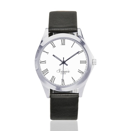 Senior Class Legacy Unisex Silver-Tone Round Leather Watch (Model 216)