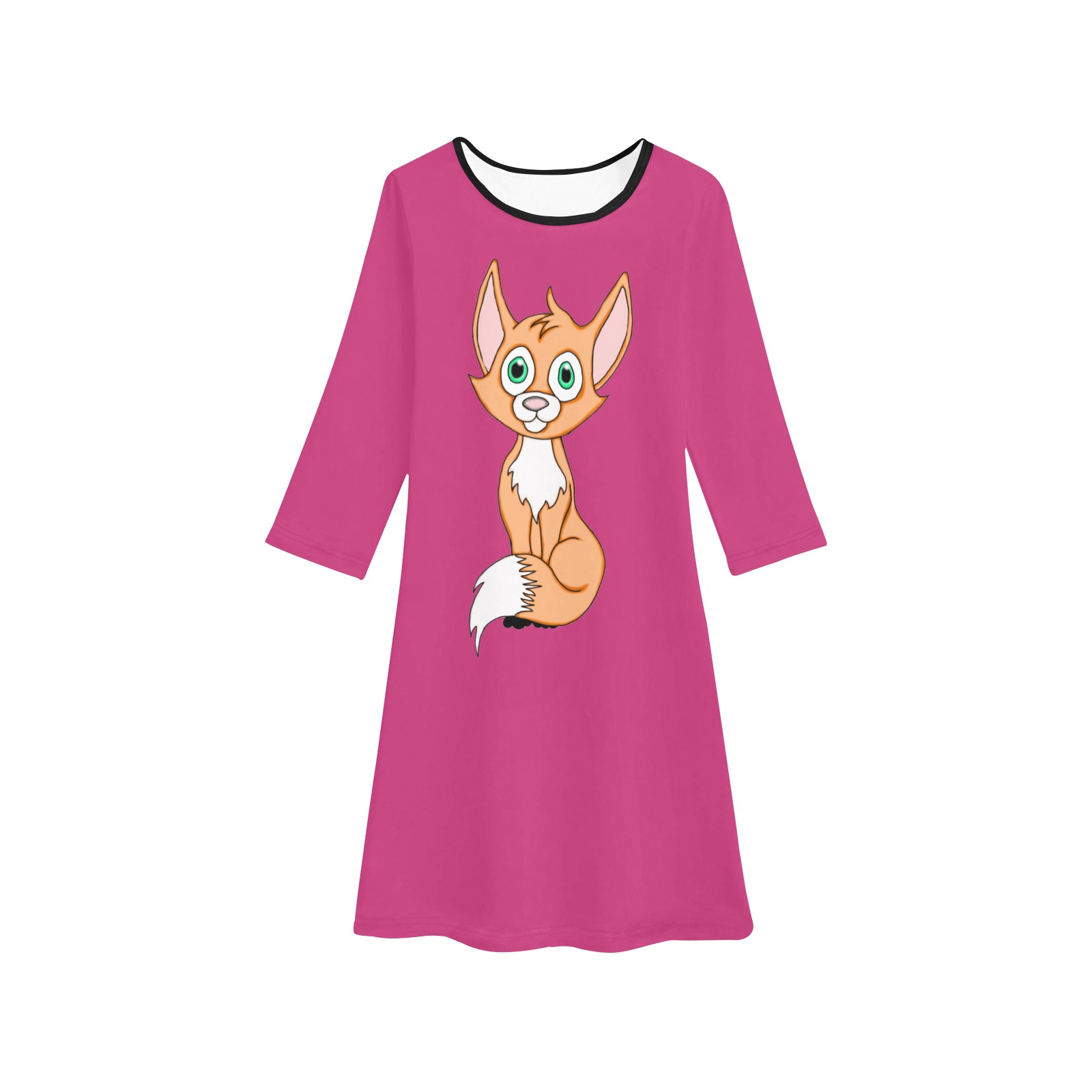 Foxy Roxy Hot Pink Girls' Long Sleeve Dress (Model D59)