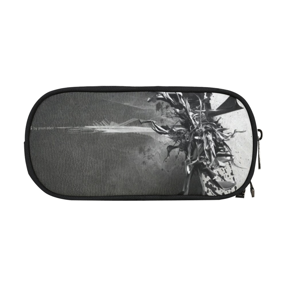 black and white abstract Pencil Pouch/Large (Model 1680)