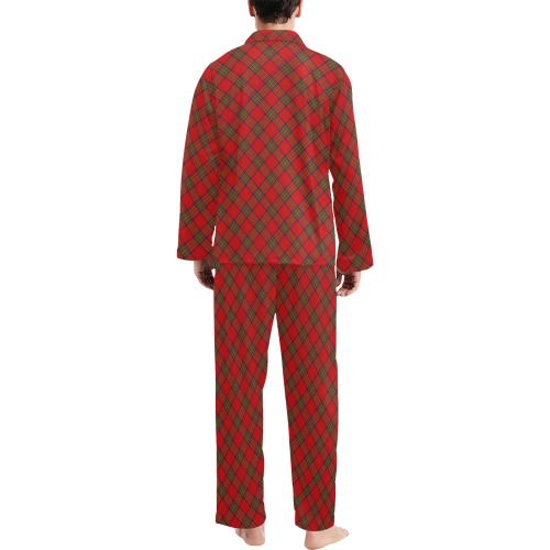 Holiday Plaid Christmas Men's V-Neck Long Pajama Set