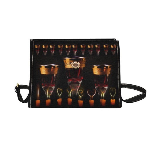 Candles and Wine Ritual Waterproof Canvas Bag-Black (All Over Print) (Model 1641)