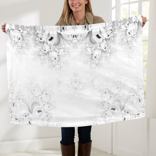 Snowy Winter White Frost Fractal Baby Blanket 40"x50"