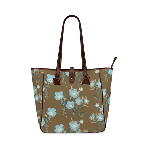 Rustic Blue Floral Bouquet Classic Tote Bag (Model 1644)