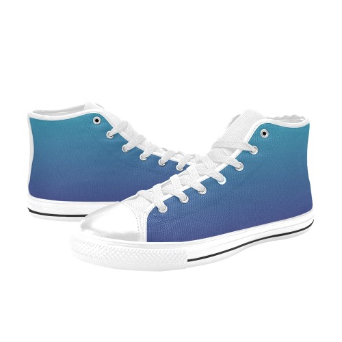 blu mau High Top Canvas Shoes for Kid (Model 017)