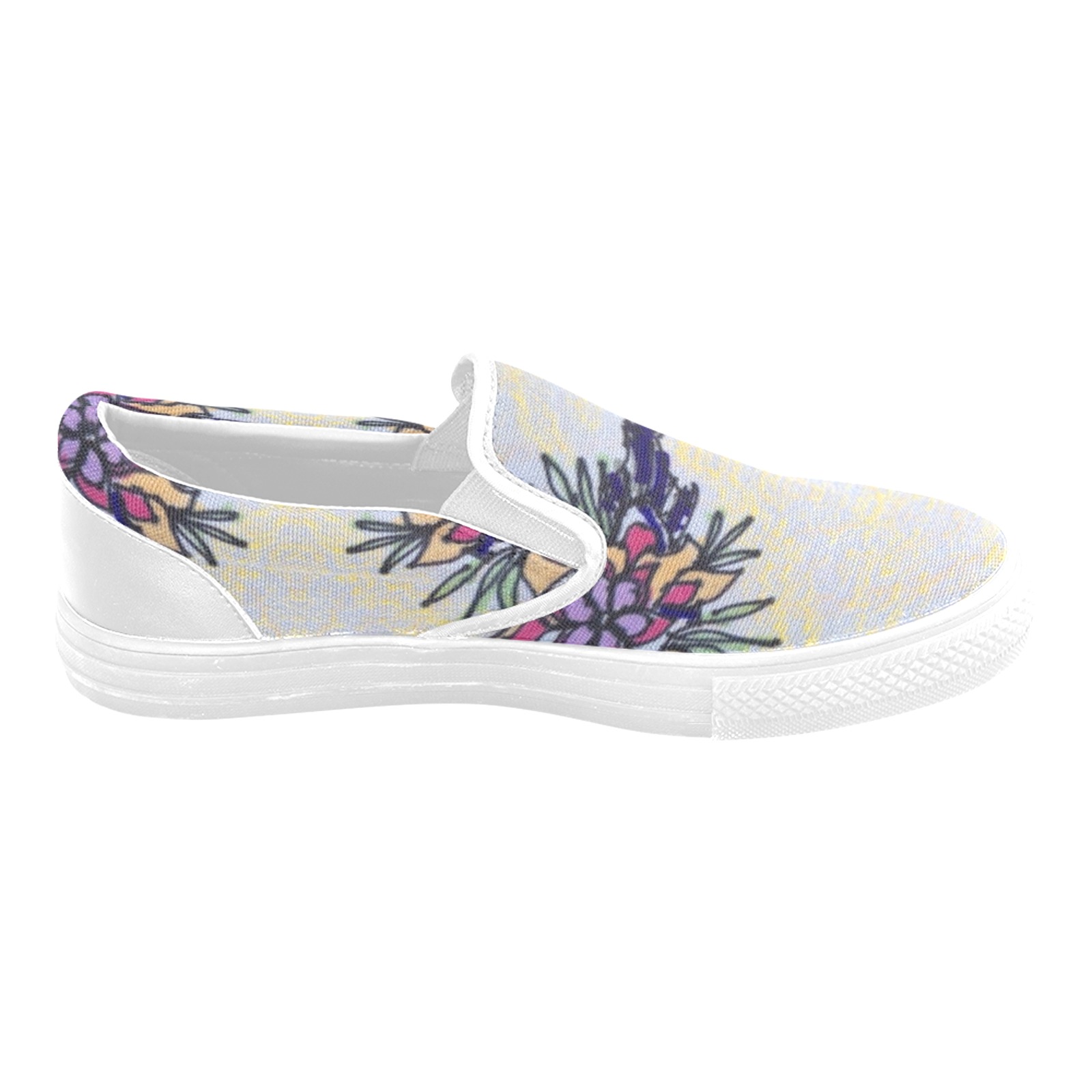 Summer Floral Fun Mirror Women's Unusual Slip-on Canvas Shoes (Model 019)