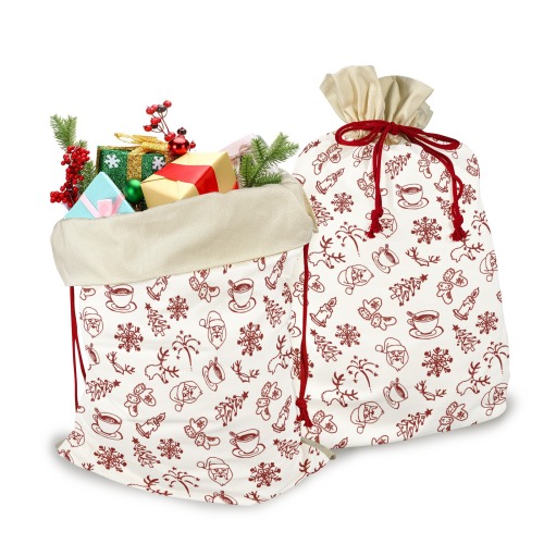 Christmas breakfast 3 Pack Santa Claus Drawstring Bags (Two Sides Printing)