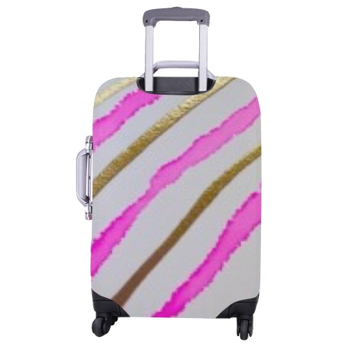 Pink and gold stripes Luggage Cover/Large 26"-28"