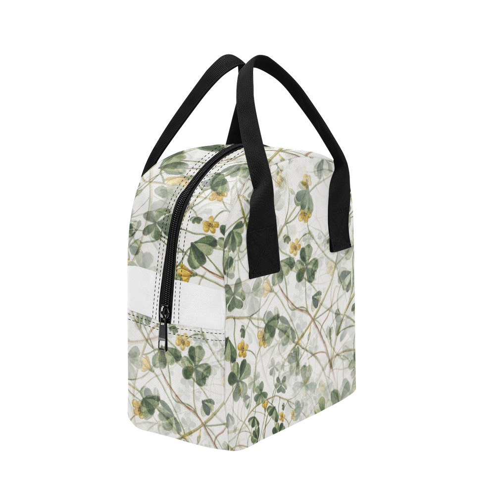 Vintage Yellow Floral Clover Foliage Plant Zipper Lunch Bag (Model 1689)