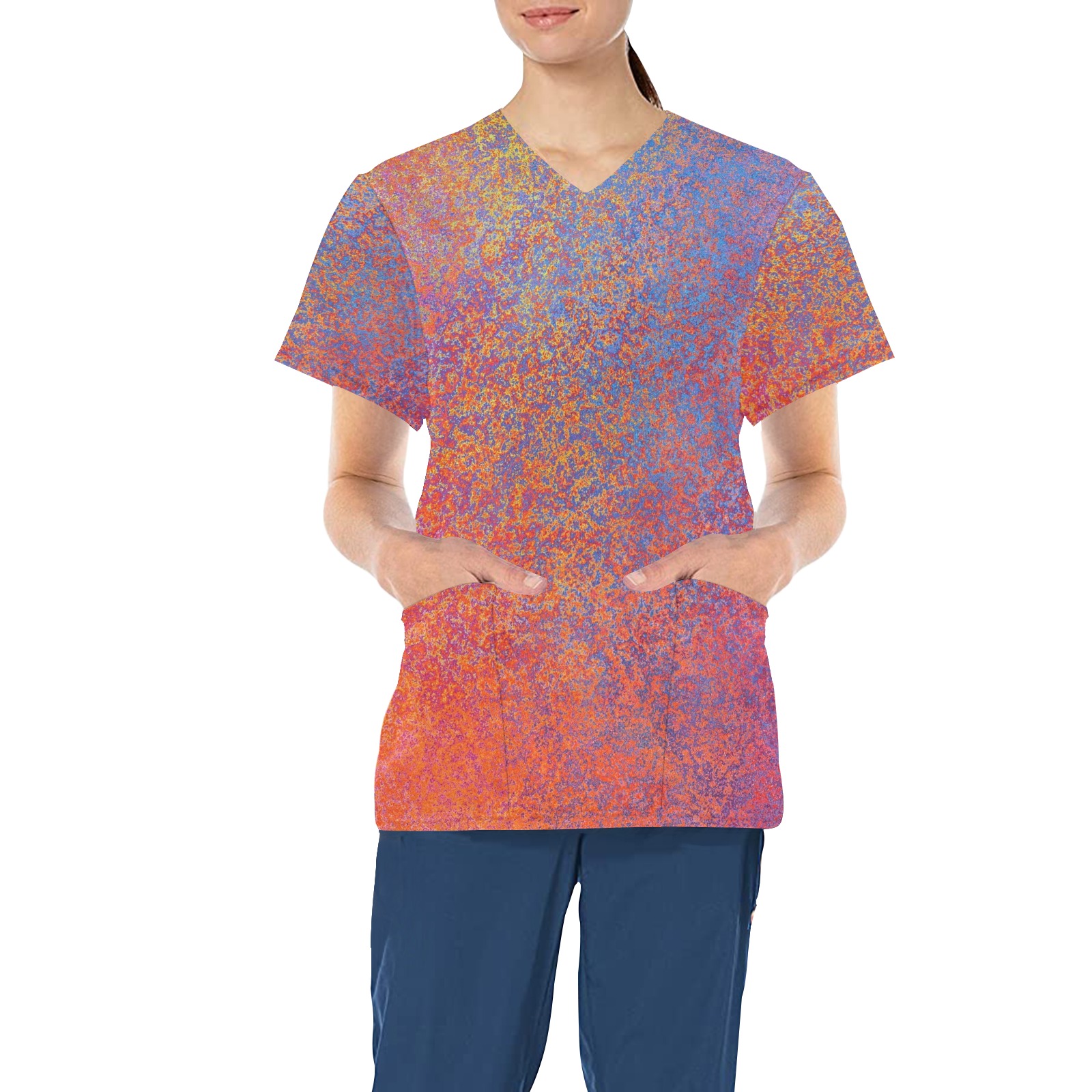 Abstract 1 All Over Print Scrub Top
