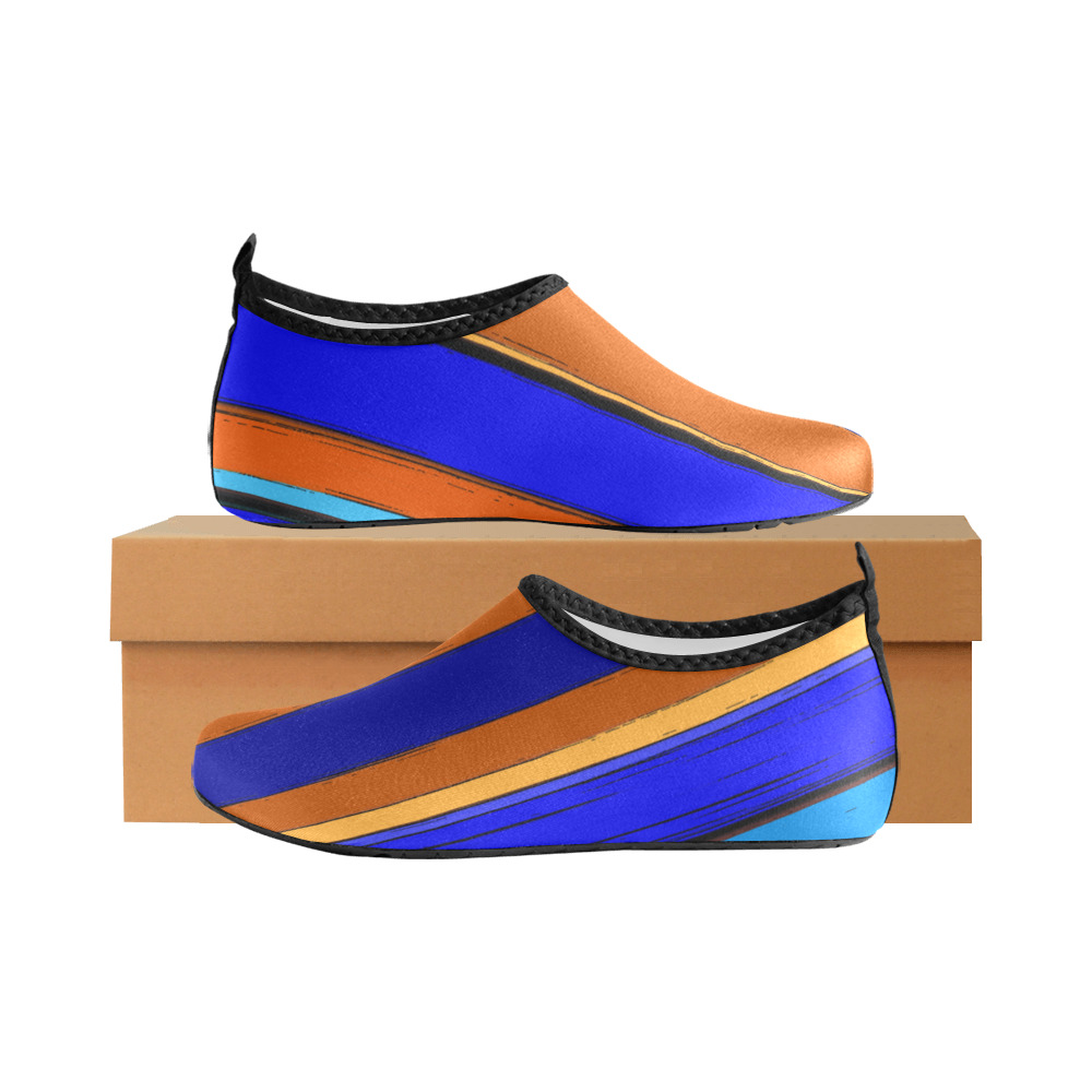 Abstract Blue And Orange 930 Men's Slip-On Water Shoes (Model 056)