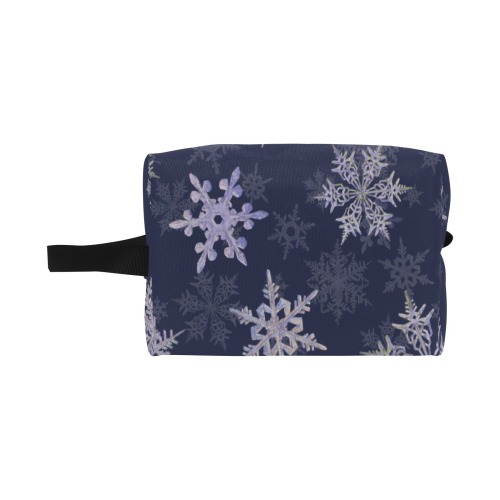 Snowflakes Winter Christmas pattern on blue Wash Bag (Model 1721)