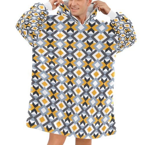 Retro Angles Abstract Geometric Pattern Blanket Hoodie for Men