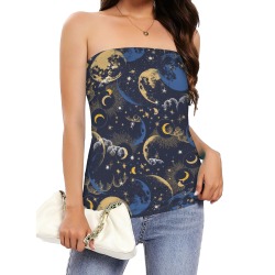 Night sky of stars abstract BB Women's Long Tube Top (Model T84)