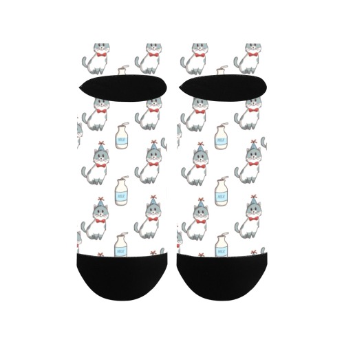 Cute Cats And Milk Pattern Women's Ankle Socks