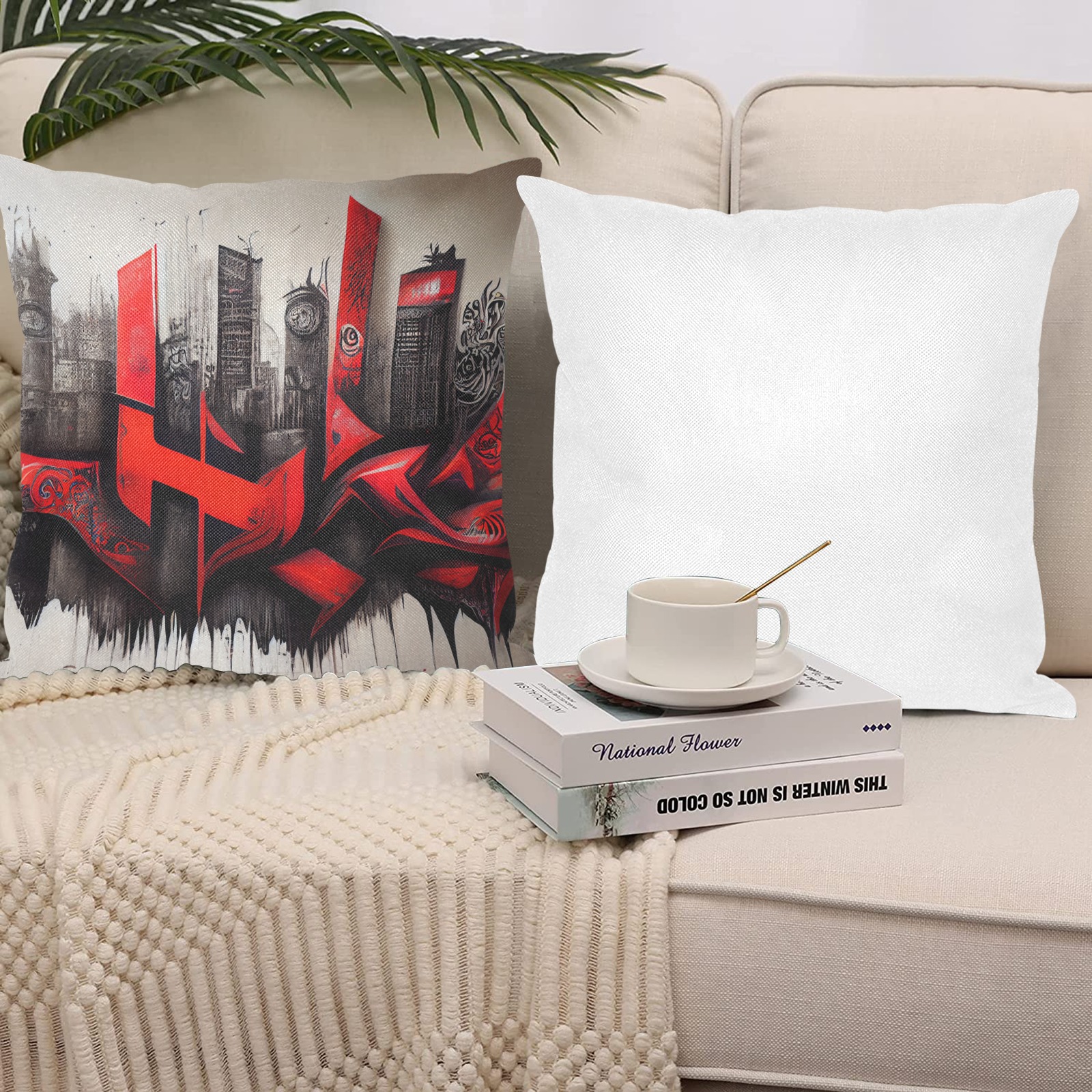 abstract city Linen Zippered Pillowcase 18"x18"(One Side&Pack of 2)