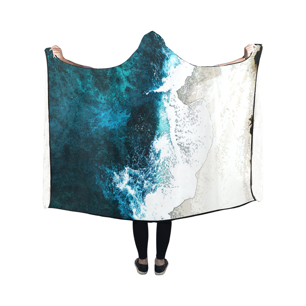 Ocean And Beach Hooded Blanket 50''x40''