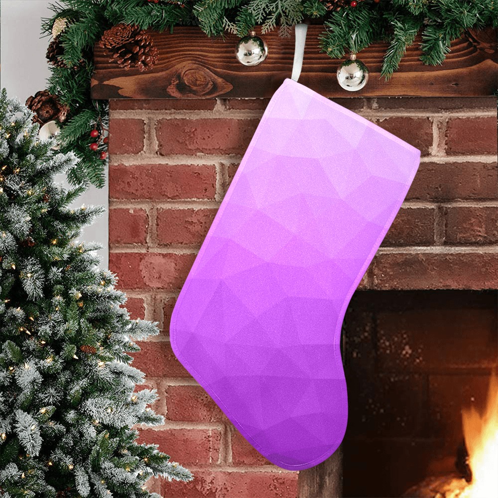 Purple gradient geometric mesh pattern Christmas Stocking (Without Folded Top)