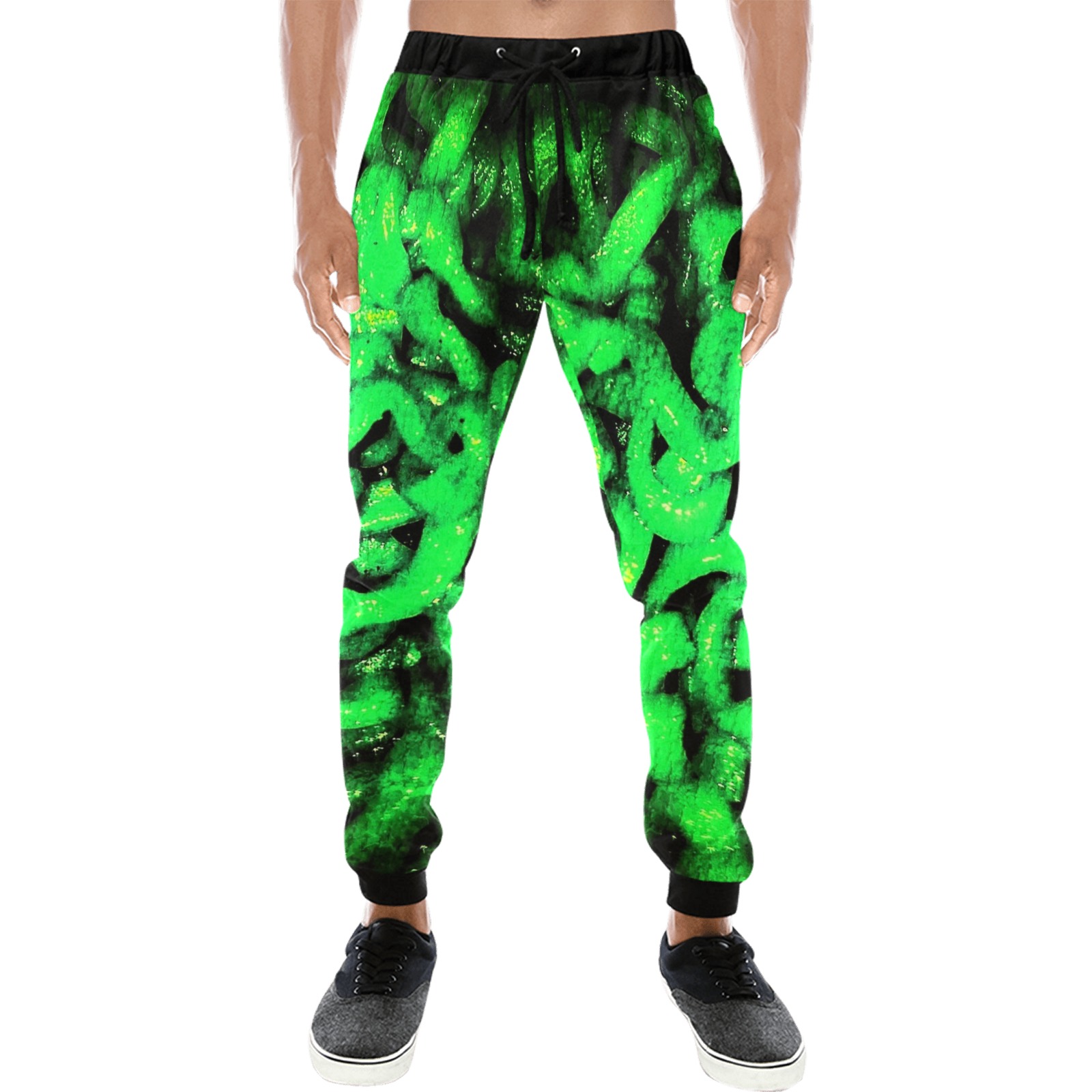 Scary Green Ramen Men's All Over Print Sweatpants (Model L11)