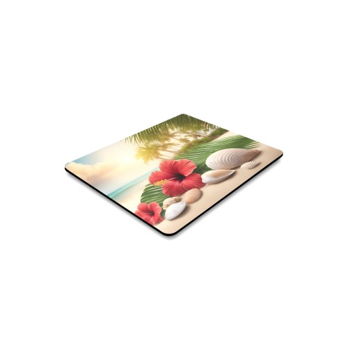 Macro Close-up of Hibiscus Seashells Tropical Beach Rectangle Mousepad