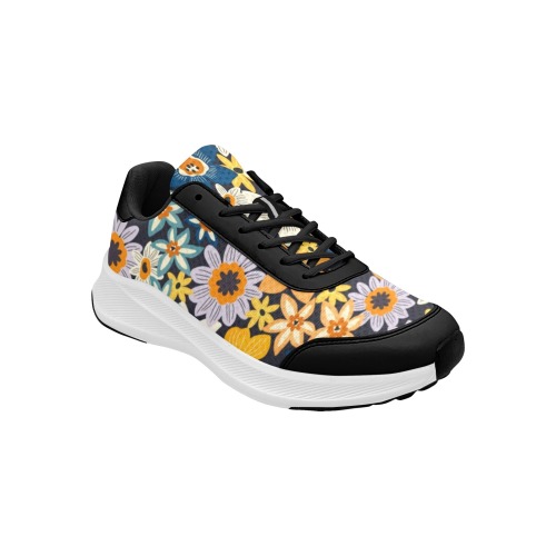 Lush wild flower garden dark Women's Mudguard Running Shoes (Model 10092)