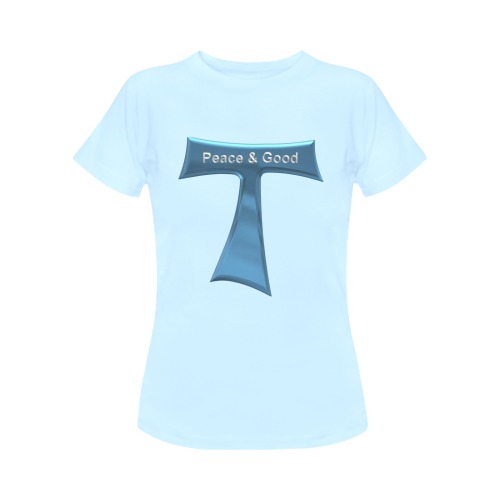Franciscan Tau Cross Peace and Good  Blue Metallic Women's Classic T-Shirt (Model T17）