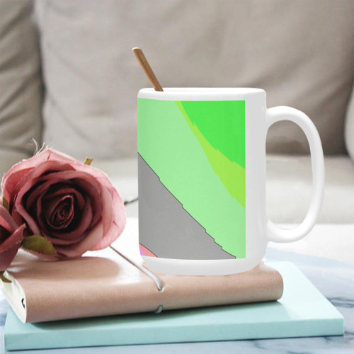 Abstract 703 - Retro Groovy Pink And Green Custom Ceramic Mug (15oz)