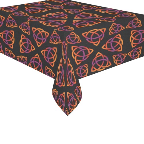 Orange and Purple Triquetra Pattern Cotton Linen Tablecloth 60"x 84"