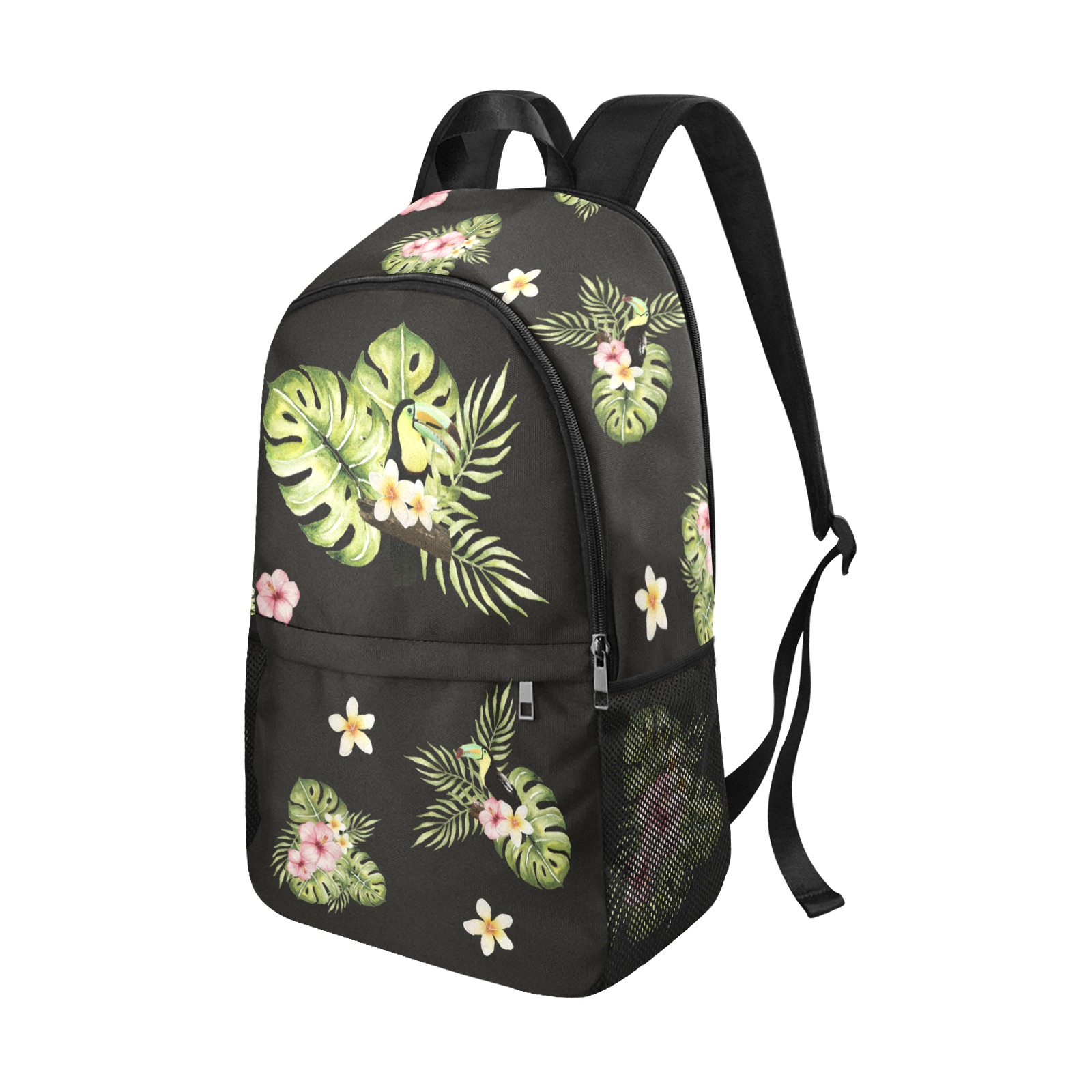 Toucan Backpack Fabric Backpack with Side Mesh Pockets (Model 1659)