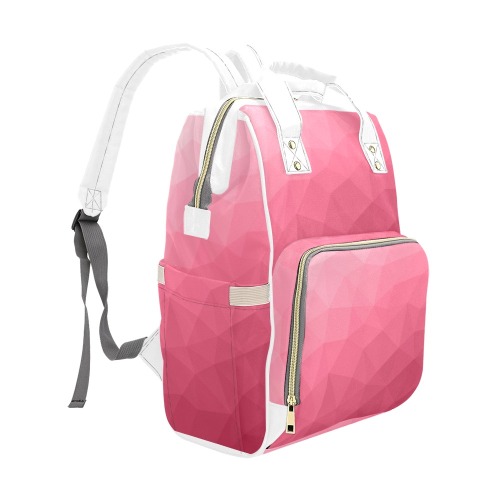 Magenta pink ombre gradient geometric mesh pattern Multi-Function Diaper Backpack/Diaper Bag (Model 1688)