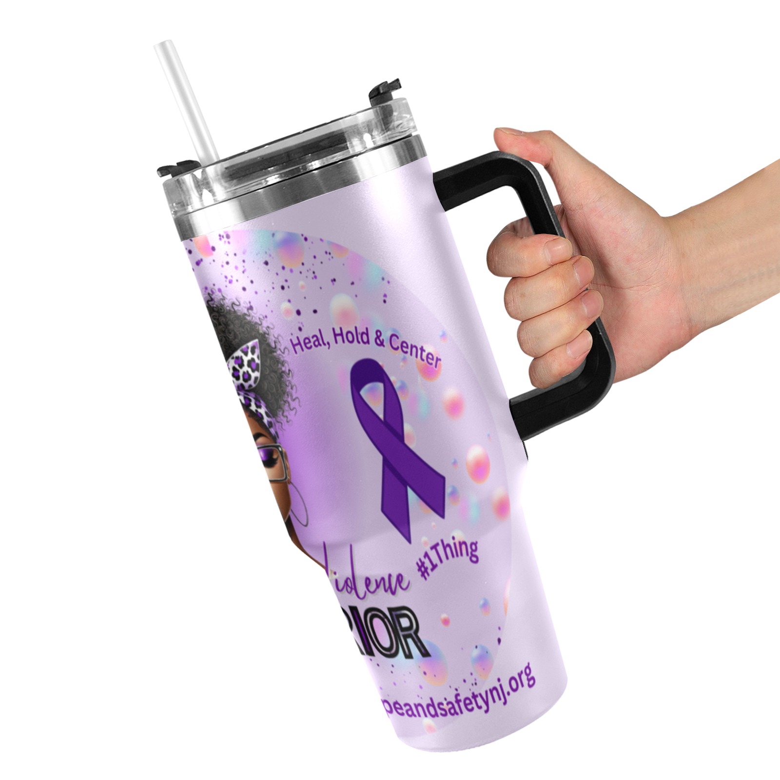 Domestic Violence Tumbler 40oz Tumbler with Black Handle