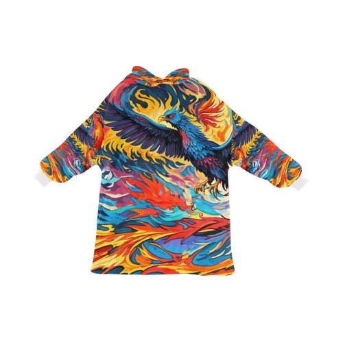 Stylish phoenix birds, fire, flames abstract art. Blanket Hoodie for Men