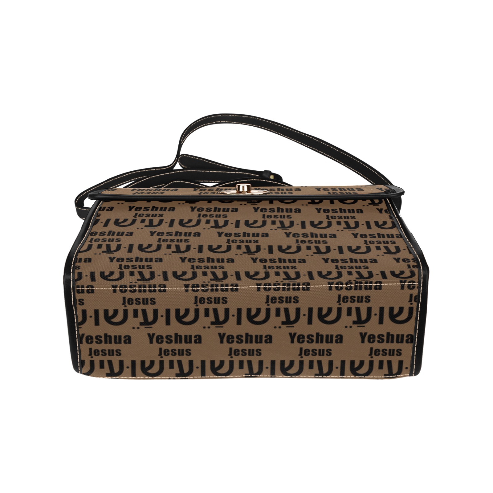 Yeshua Purse Brown Waterproof Canvas Bag-Black (All Over Print) (Model 1641)