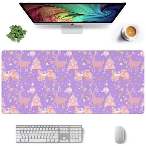 Pink and Purple and Gold Christmas Design Gaming Mousepad (35"x16")