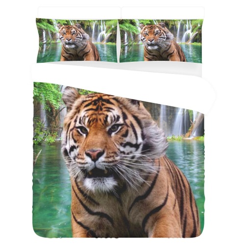 Tiger and Waterfall 3-Piece Bedding Set