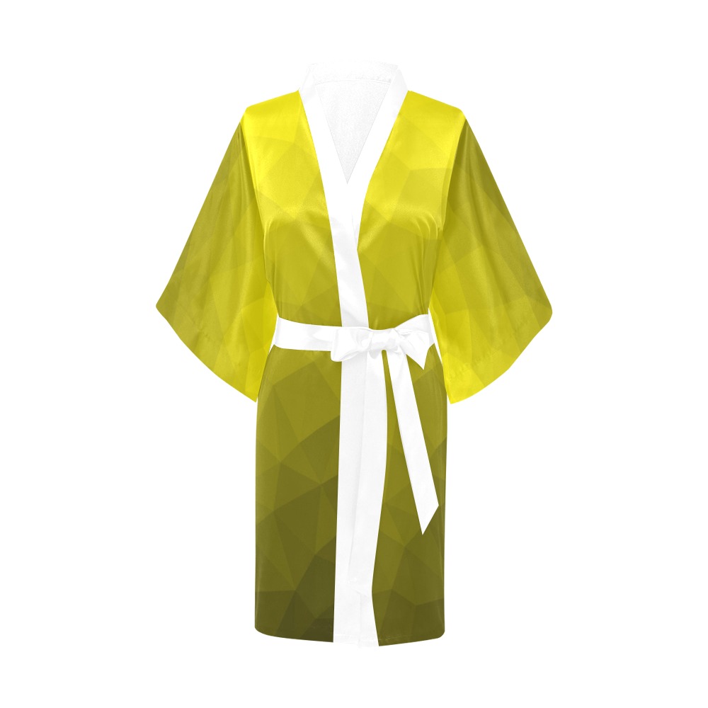 Yellow gradient geometric mesh pattern Kimono Robe