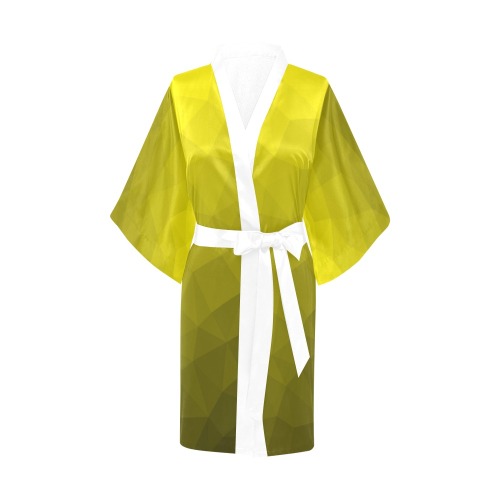 Yellow gradient geometric mesh pattern Kimono Robe