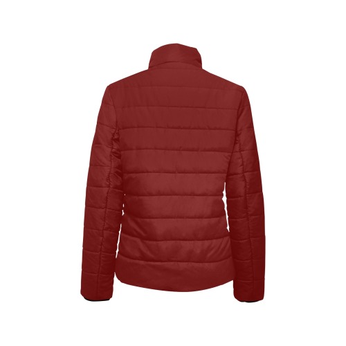 color blood red Women's Stand Collar Padded Jacket (Model H41)