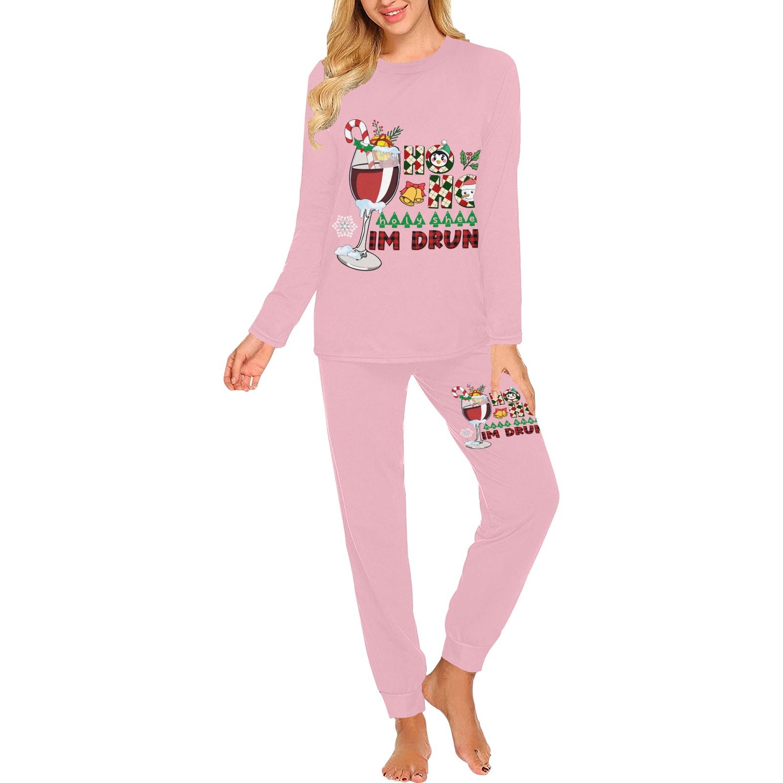 Ho Ho Holy Sheet I'm Drunk (P) Women's All Over Print Pajama Set