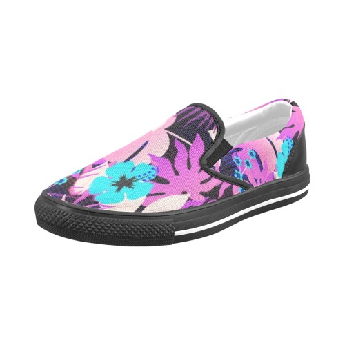 GROOVY FUNK THING FLORAL PURPLE Men's Slip-on Canvas Shoes (Model 019)