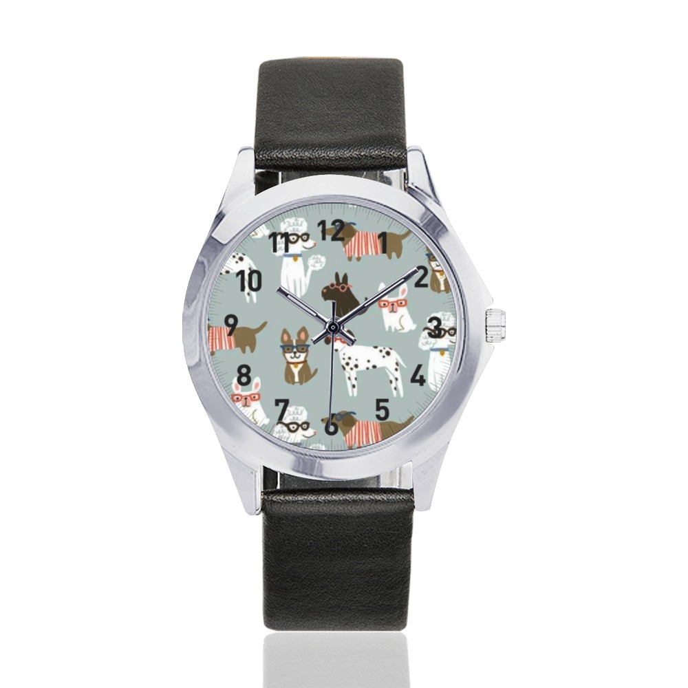 bb g43g Unisex Silver-Tone Round Leather Watch (Model 216)