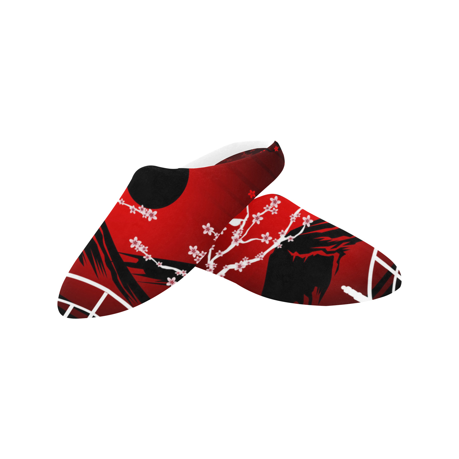 Red Blossom Women's Non-Slip Cotton Slippers (Model 0602)