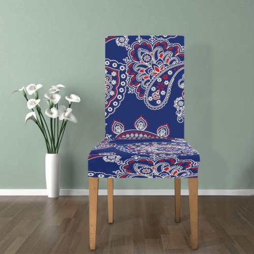 Navy Paisley Removable Dining Chair Cover