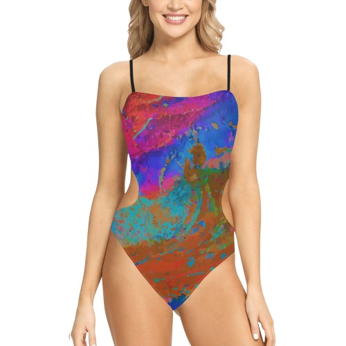 Inner Cosmos v01 Cut-Out Swimsuit Spaghetti Strap Cut Out Sides Swimsuit (Model S28)